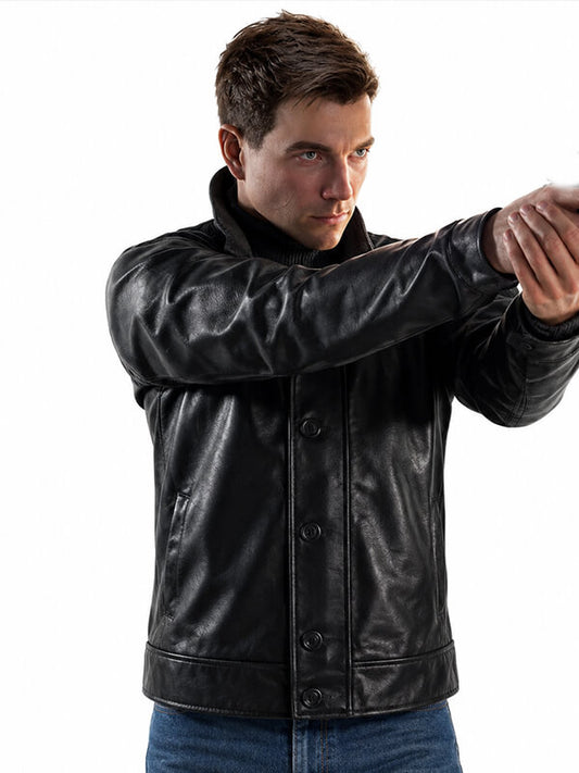 007 First Light James Bond Black Leather Jacket