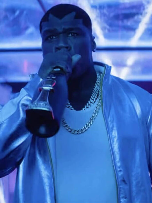 50 Cent Street Fighter 2026 Silver Leather Jacket