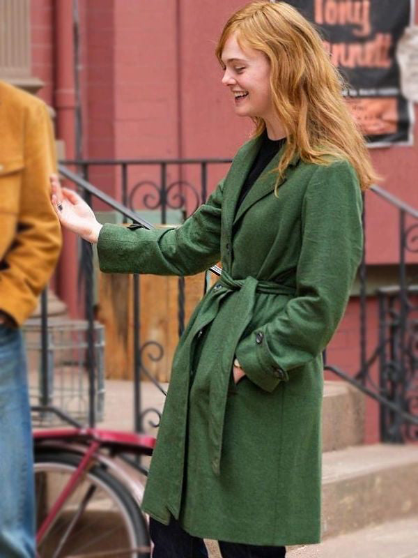 A Complete Unknown Elle Fanning Green Wool Coat Black Friday sale