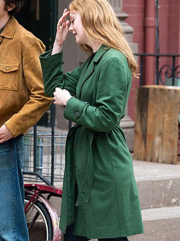 A Complete Unknown Elle Fanning Green Wool Coat Free Shipping UK USA Canada