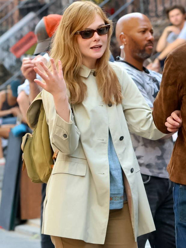 A Complete Unknown Elle Fanning Off White Cotton Coat Black Friday Sale