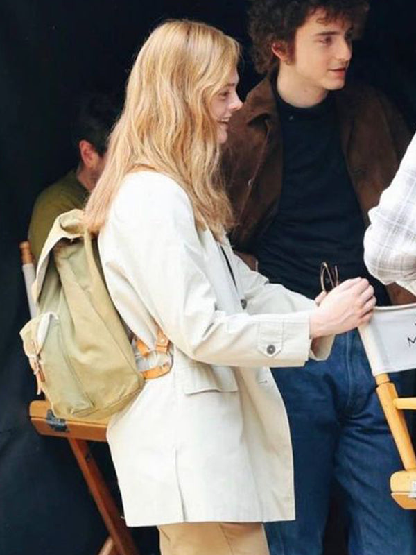 A Complete Unknown Elle Fanning Off White Cotton Coat Free Shipping Worldwide