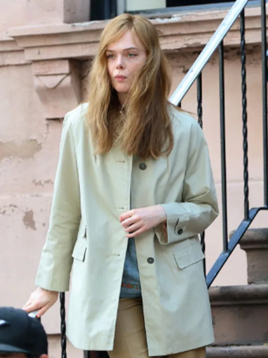 A Complete Unknown Elle Fanning Off White Cotton Coat Gifts for Her