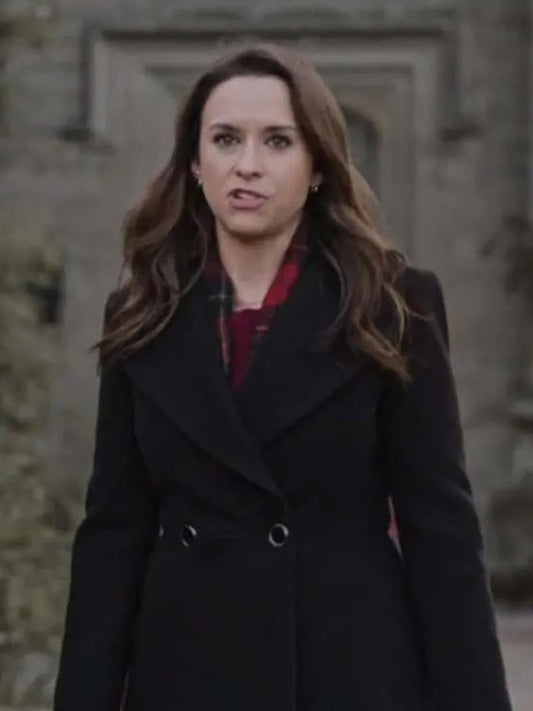 A Merry Scottish Christmas 2023 Lacey Chabert Wool Coat Celebrity Sale