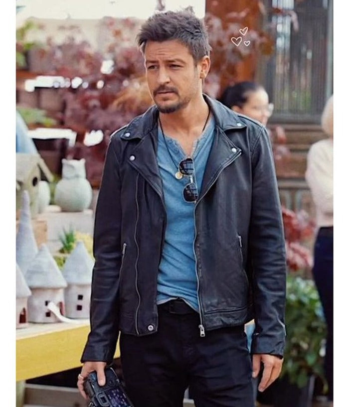 A Picture of Her Tyler Hynes Biker Leather Jacket Free Shipping UK USA Canada