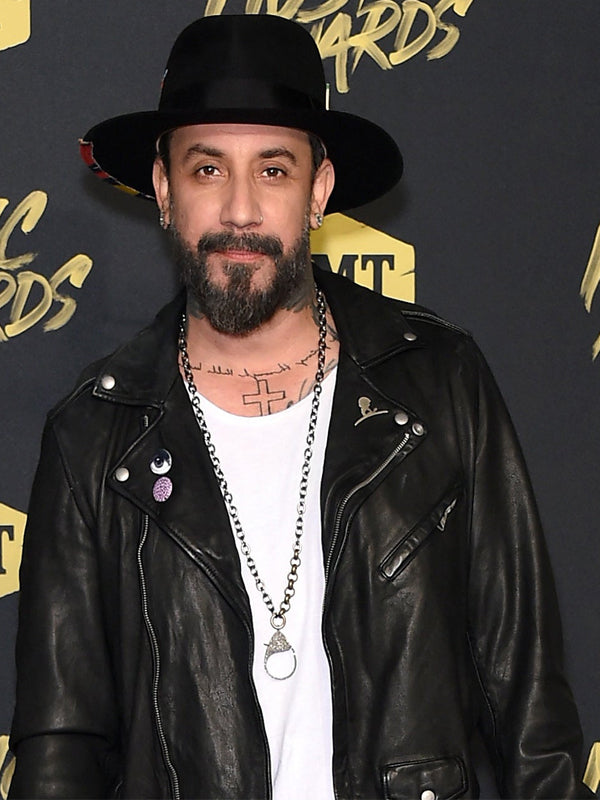 AJ McLean Brando Biker Black Leather Jacket Easter sale