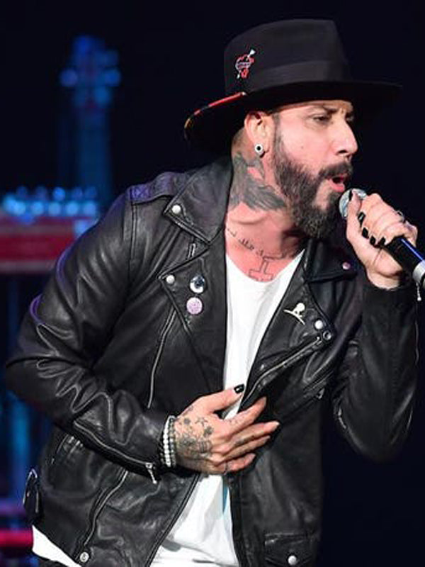 AJ McLean Brando Biker Black Leather Jacket Hot Sale