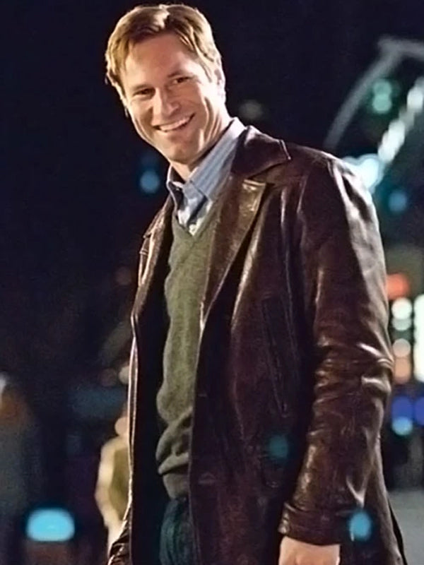 Aaron Eckhart Love Happens Brown Leather Coat Free Shipping UK USA Canada
