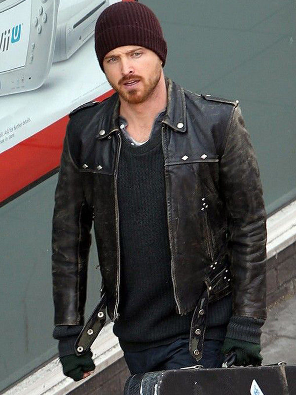 Aaron Paul Better Call Saul Distressed Black Leather Jacket