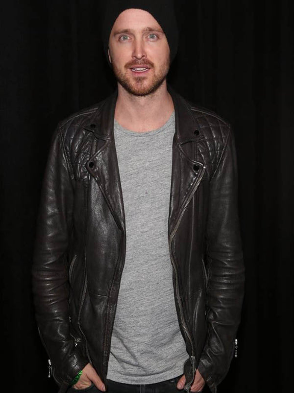 Aaron Paul Need For Speed Black Leather Jacket Free Shipping Worldwide