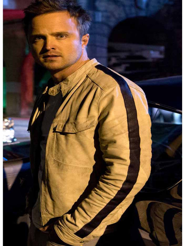Aaron Paul Need For Speed White Leather Jacket Shop now