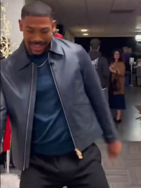 Aaron Pierre Leather Biker Black Jacket Easter Sale