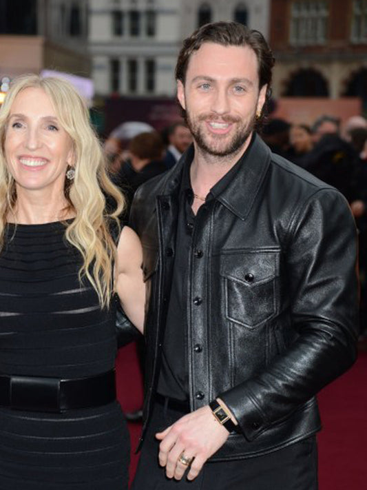 Aaron Taylor Bullet Train Trucker Leather Jacket Buy now