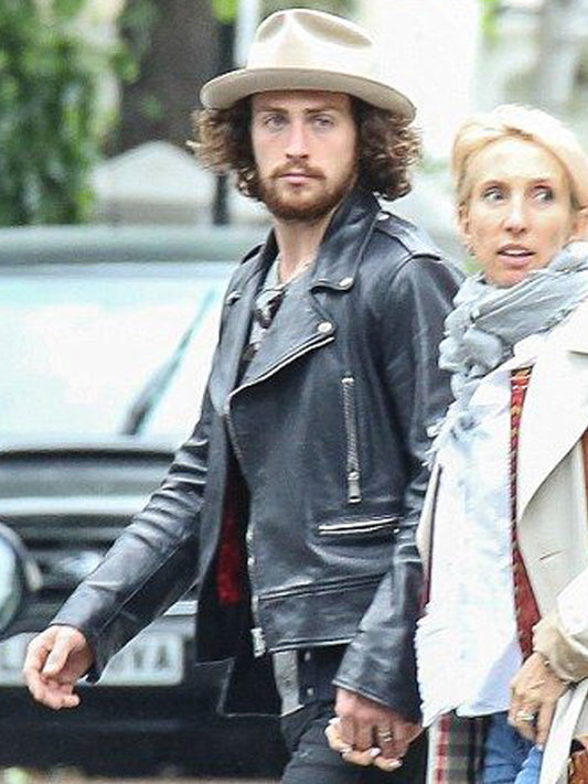 Aaron Taylor Johnson Elizabeth Black Leather Jacket Black Friday Sale