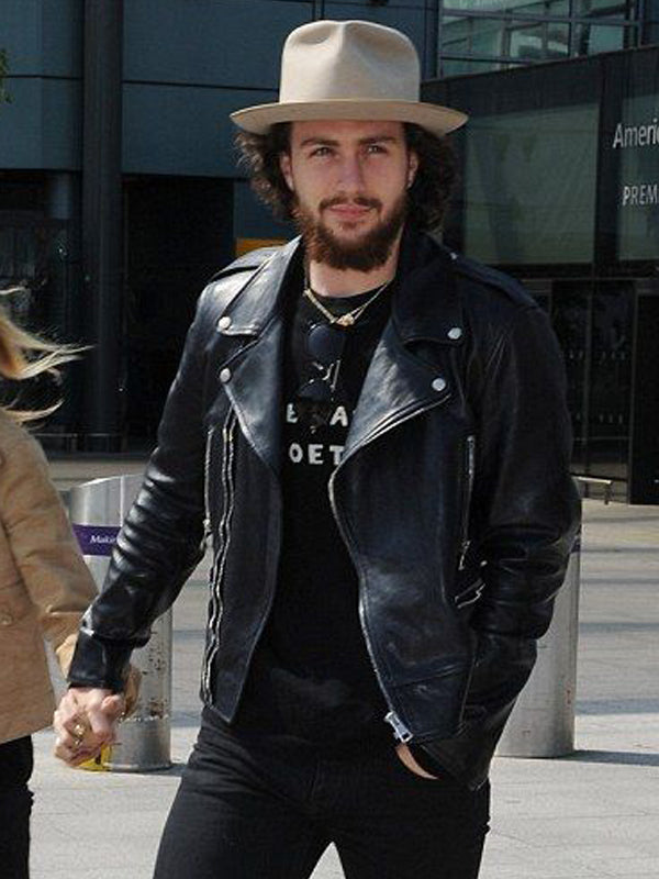 Aaron Taylor Johnson Elizabeth Black Leather Jacket Shop now