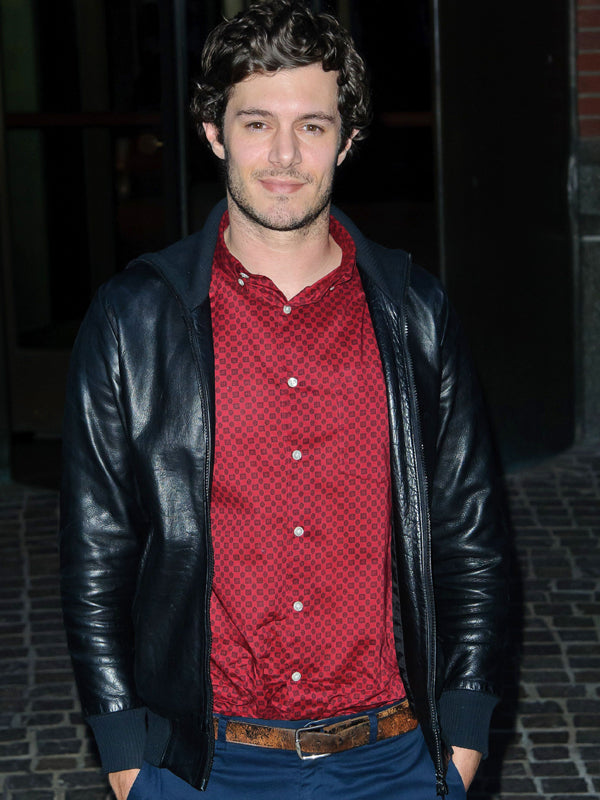 Adam Brody Black Hooded Leather Jacket