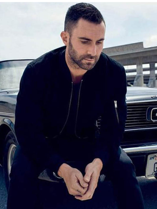 Adam Levine Biker Black Suede Jacket Free Shipping UK USA Canada