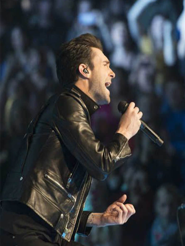 Adam Levine Black Leather Biker Jacket Free Shipping UK USA Canada