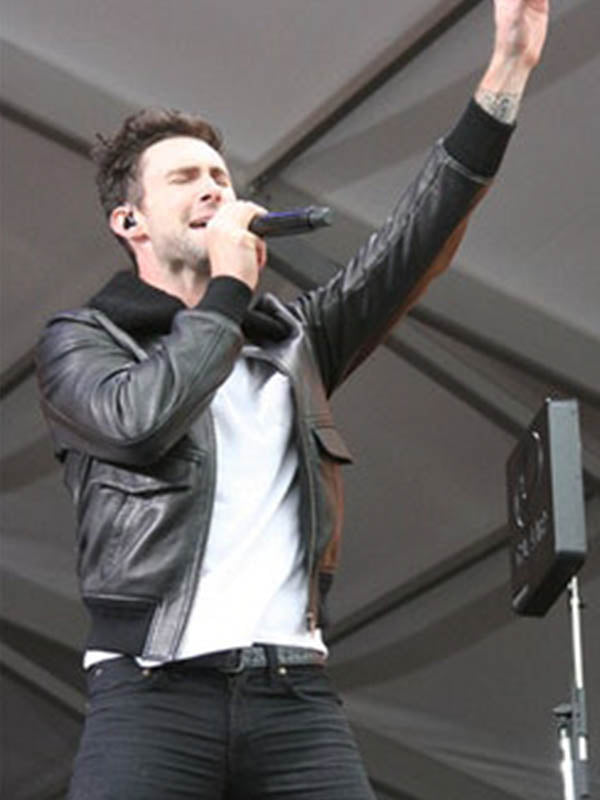 Adam Levine Bomber Aviator Black Leather Jacket New Year Sale
