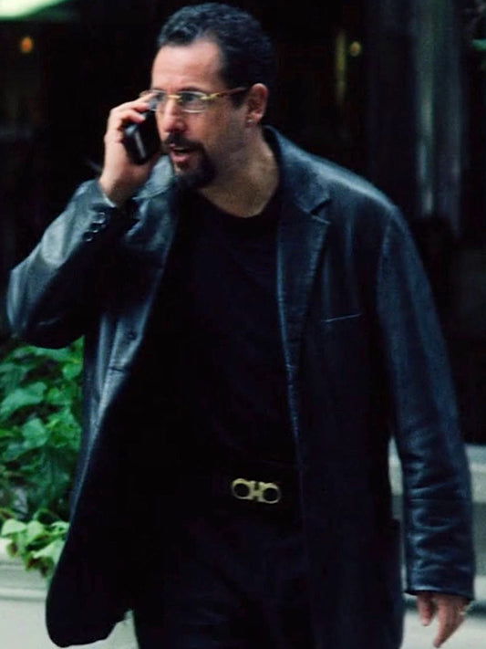 Adam Sandler Uncut Gems Black Leather Coat Celebrity Vintage Jacket
