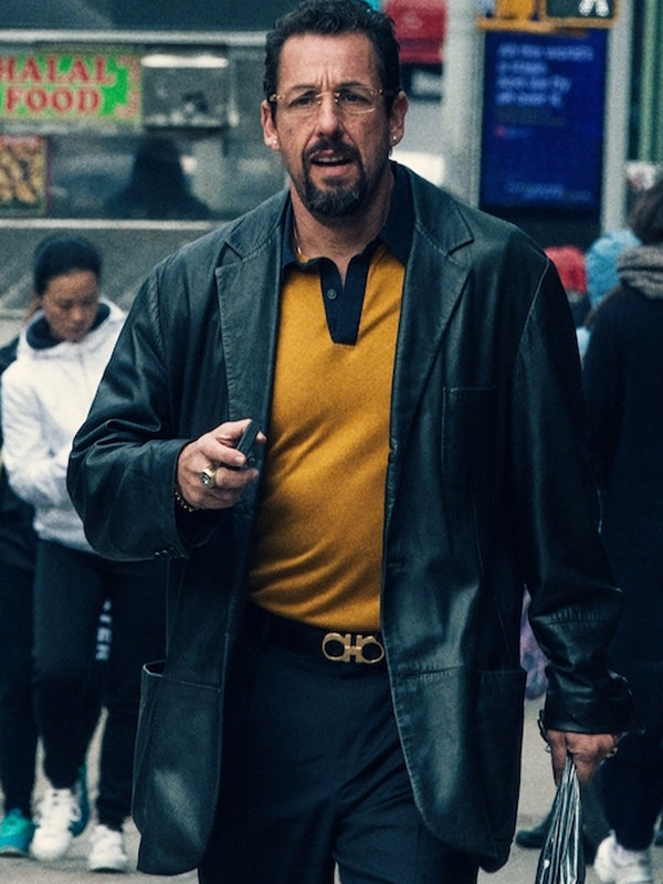 Adam Sandler Uncut Gems Black Leather Coat Free Shipping UK USA Canada