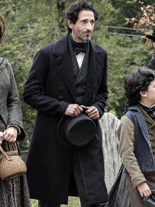 Adrien Brody Chapelwaite Classic Blue Wool Coat Black Friday Sale