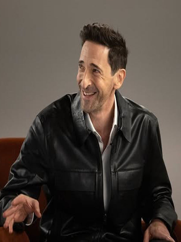 Adrien Brody Classic Black Leather Jacket on Sale