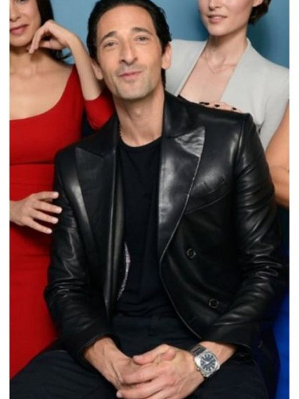 Adrien Brody Third Person Black Leather Blazer Shop now