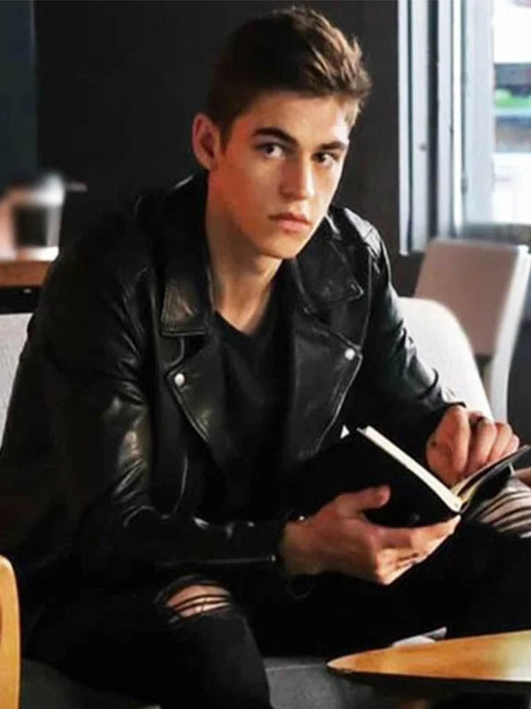 After Hero Fiennes Tiffin Hardin Black Leather Jacket Black Friday Sale