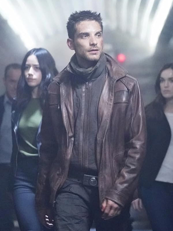 Agents Of Shield Deke Shaw Brown Leather Jacket Free Shipping UK USA France