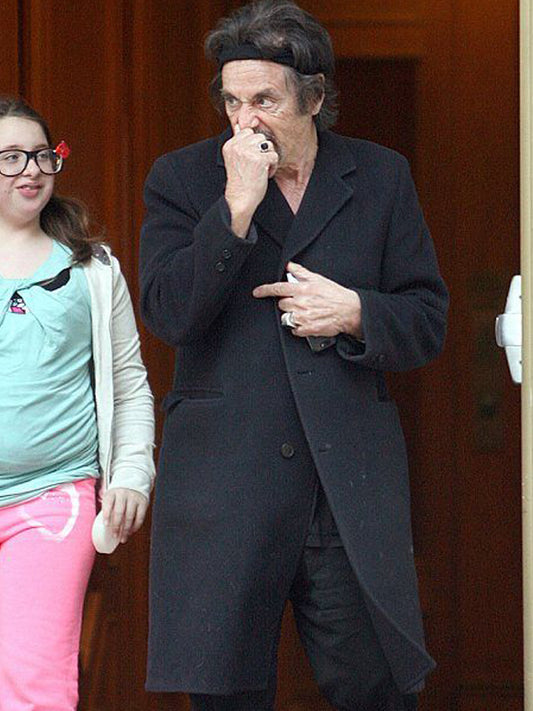 Al Pacino The Irishman Vintage Black Wool Coat Hot Sale