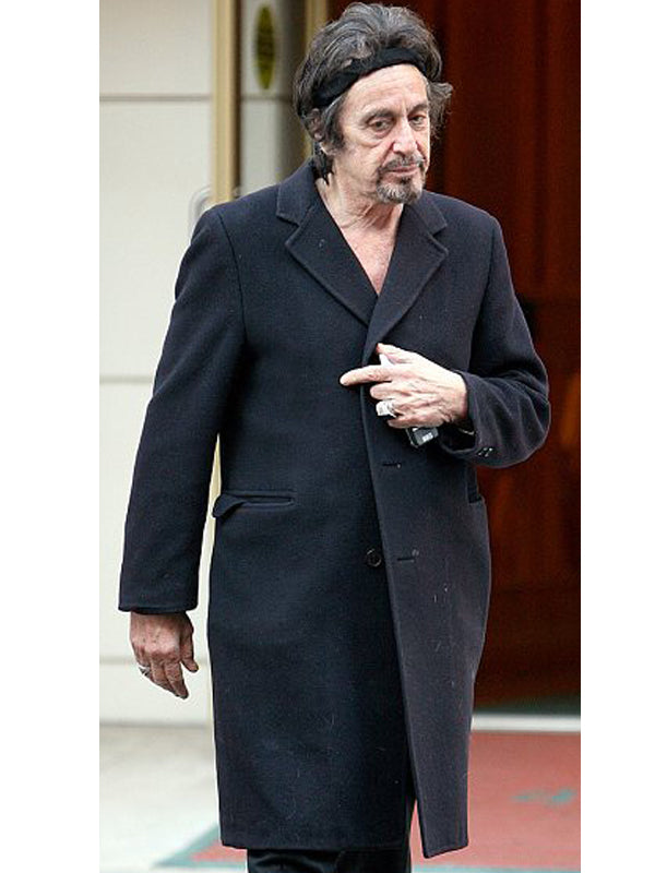 Al Pacino The Irishman Vintage Black Wool Coat New Year Sale