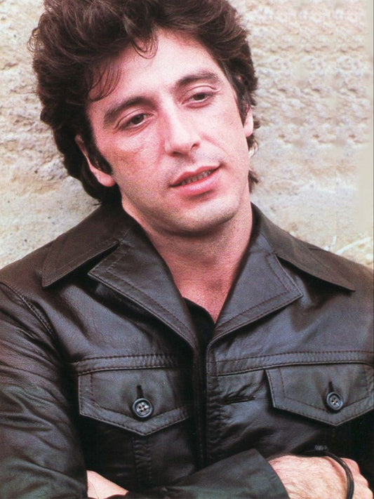 Al Pacino Vintage Black Leather Buttoned Jacket Buy now