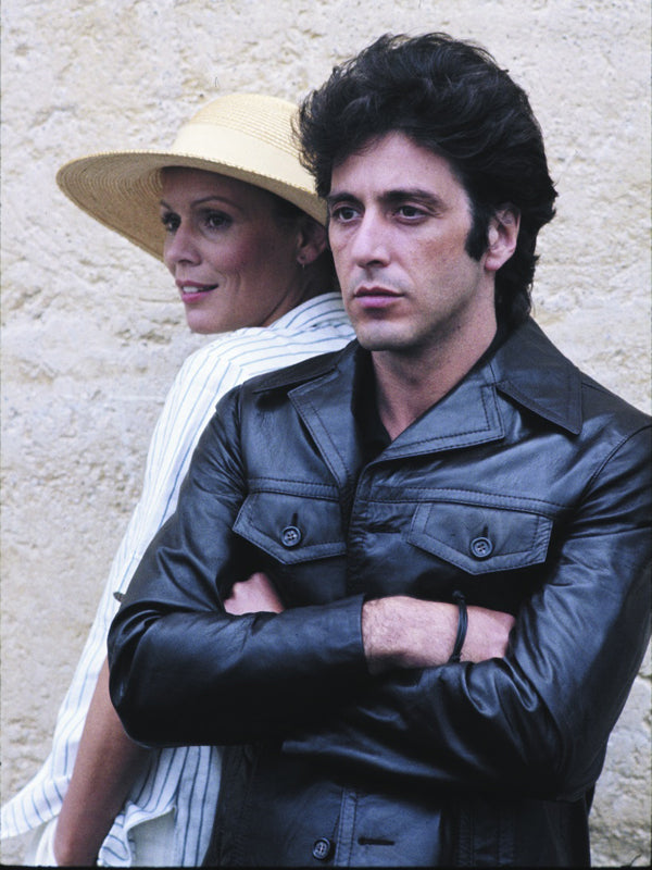 Al Pacino Vintage Black Leather Buttoned Jacket Free Shipping UK USA Canada
