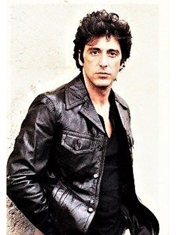 Al Pacino Vintage Black Leather Buttoned Jacket New Year Sale