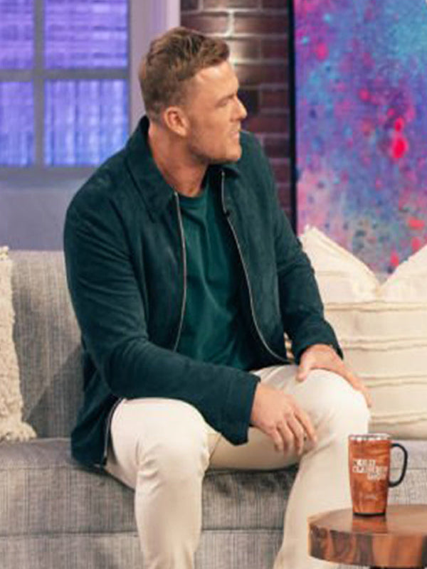 Alan Ritchson Green Leather Suede Jacket Free Shipping UK USA Europe