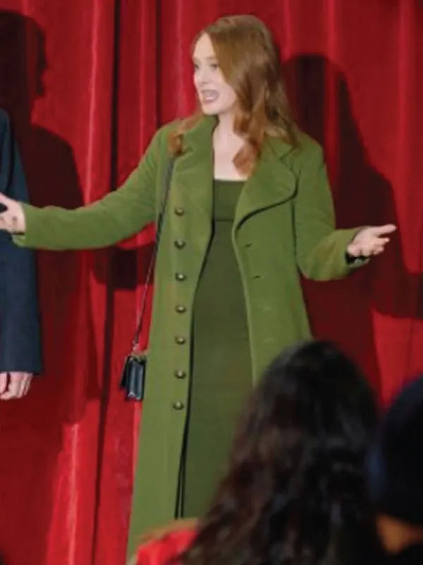 Alex Paxton Beesley Our Christmas Mural Green Wool Coat on Sale
