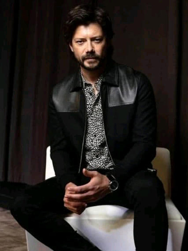 Alvaro Morte Black Leather Cotton Jacket Free Shipping UK USA Canada