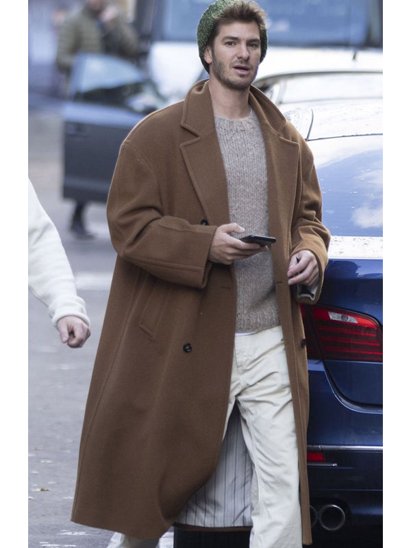 Andrew Garfield Spider Man Trench Brown Wool Coat Shop now