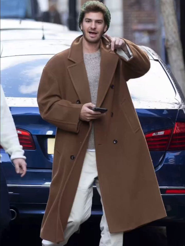 Andrew Garfield Spider Man Trench Brown Wool Coat Winter Sale