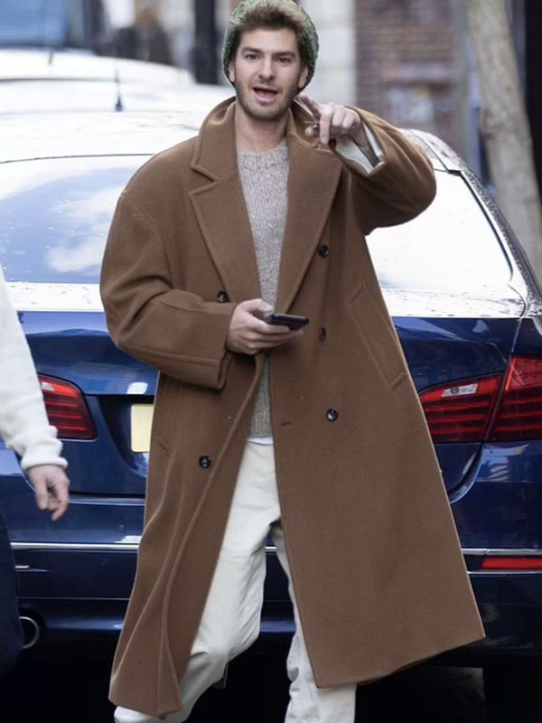 Andrew Garfield Spider Man Trench Brown Wool Coat