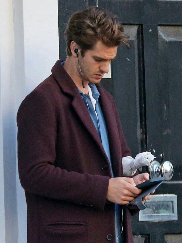 Andrew Garfield We Live In Time Burgundy Wool Coat Black Friday Sale