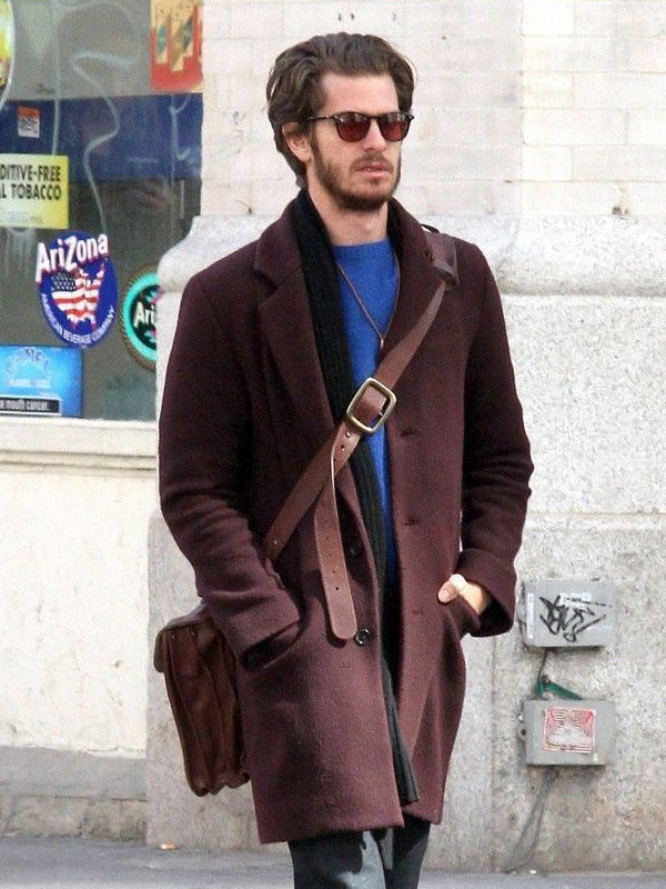 Andrew Garfield We Live In Time Burgundy Wool Coat New Year sale