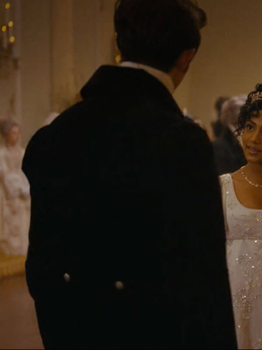 Anthony Bridgerton Black Velvet Jonathan Bailey Tailcoat Free Shipping UK USA Canada