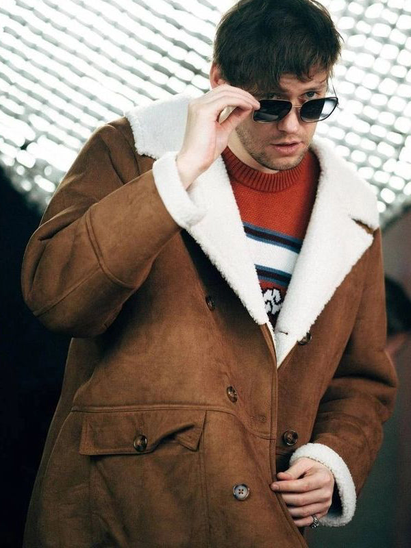 Anton Shastoon Brown Leather Suede Shearling Coat Cyber Monday Sale