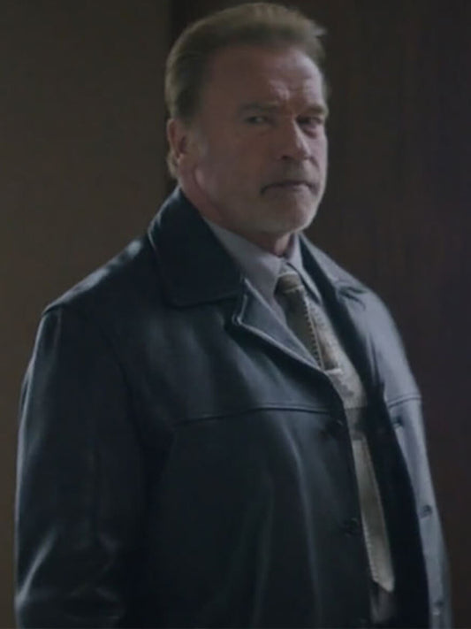 Arnold Schwarzenegger Aftermath Black Leather Coat Black Friday Sale