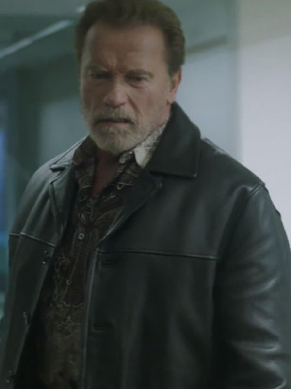 Arnold Schwarzenegger Aftermath Black Leather Coat Buy now