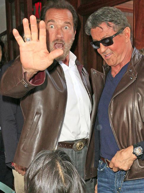 Arnold Schwarzenegger Classic Brown Leather Jacket Black Friday Sale
