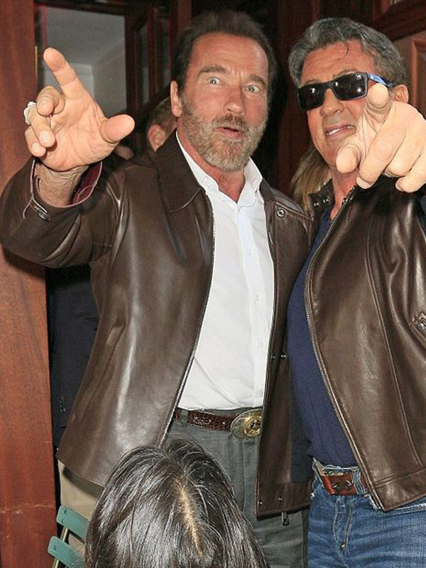 Arnold Schwarzenegger Classic Brown Leather Jacket Hot Sale
