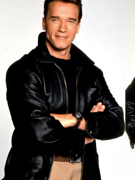 Arnold Schwarzenegger Terminator Black Leather Jacket New Year Sale